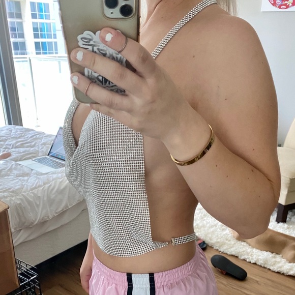 🚨LAST ONE🚨 Silver Chain diamanté halter top - Picture 8 of 8